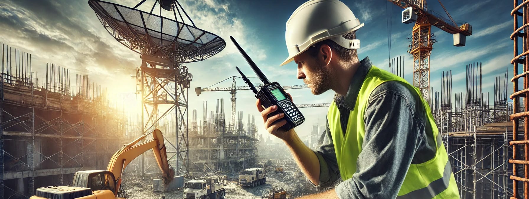 Construction Worker Using Satellite Phone