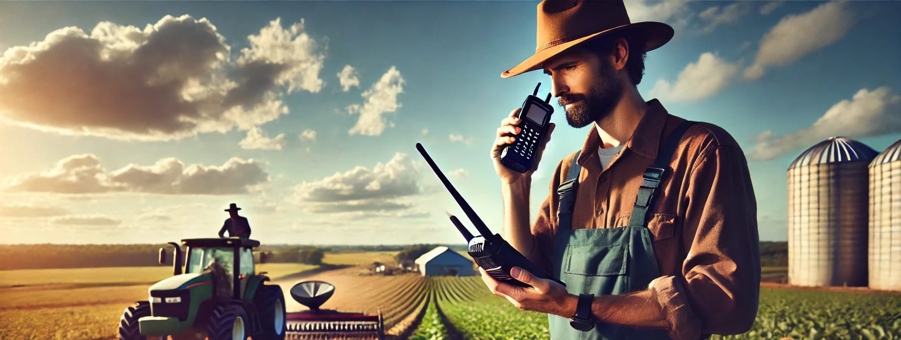 Someone in Agribusiness Using a Satellite Phone